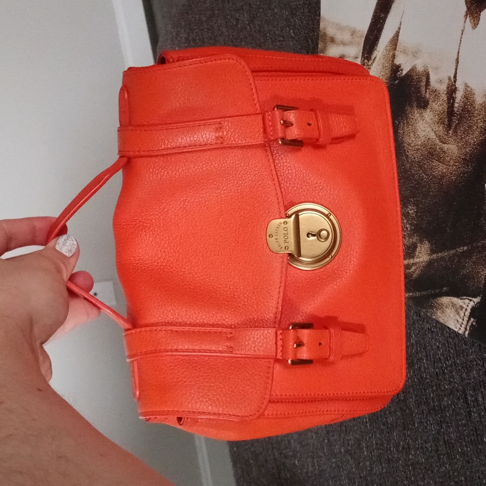 ๐Polo Ralph Lauren๐ - Orange Vachetta "School" Crossbody Satchel - Picture 16 of 16